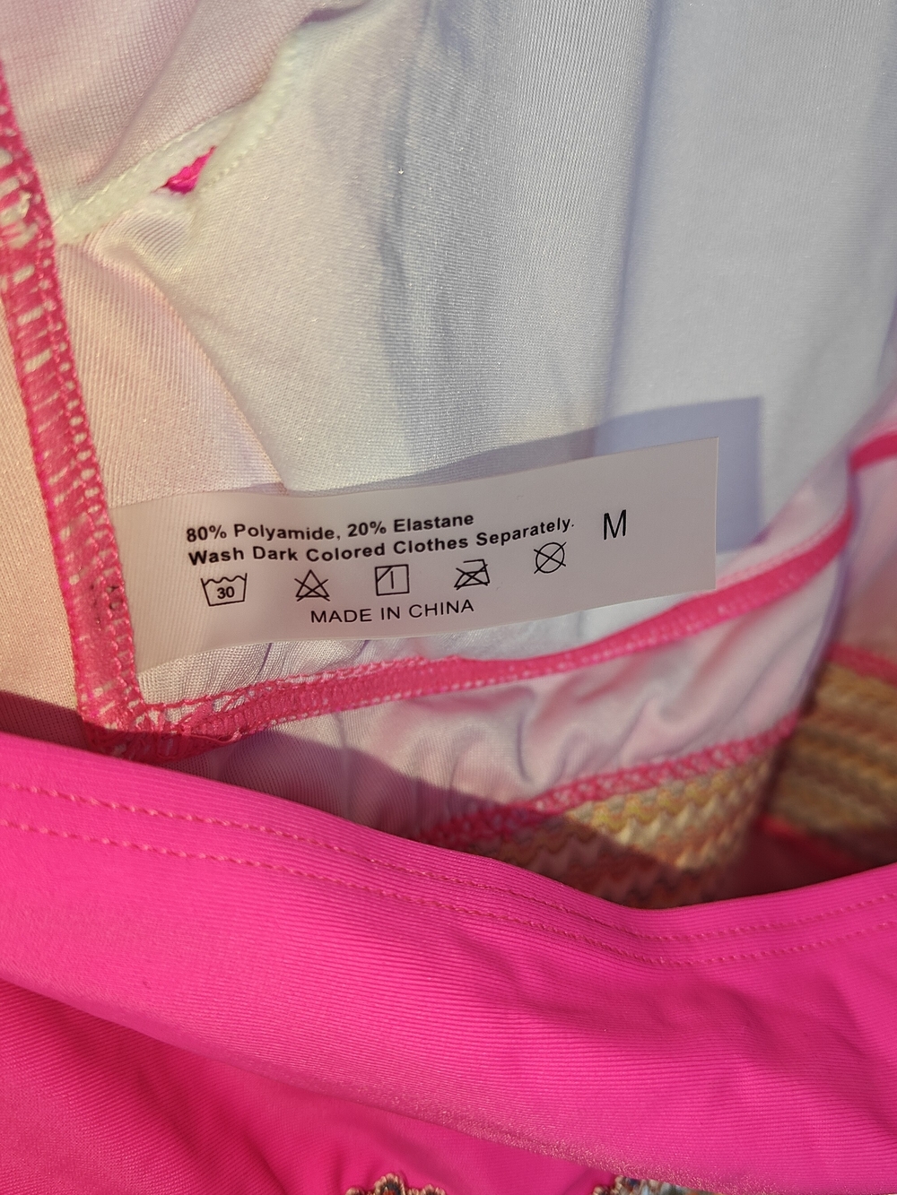 Amazon Hot Pink V-Neck One-Piece Swimsuit with Waist Detail Size M - Picture 6 of 7